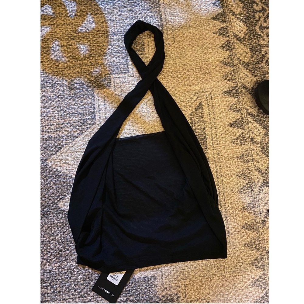 'FASHIONNOVA' Mesh Halter Top